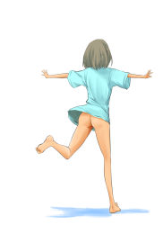 Rule 34 | 1girl, ass, bad id, bad pixiv id, bare legs, barefoot, black hair, bottomless, full body, hamioura, highres, original, outstretched arms, shadow, short hair, solo, spread arms, standing, standing on one leg