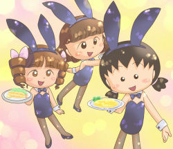 Rule 34 | brown hair, playboy bunny, chibi maruko-chan, food, open mouth