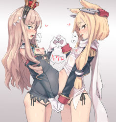 Rule 34 | 2girls, :d, azur lane, bad id, bad tumblr id, bee (deadflow), belly-to-belly, black dress, black panties, blonde hair, blue eyes, blush, bow, breasts, brown eyes, clothes pull, covered erect nipples, cowboy shot, crown, detached collar, detached sleeves, dress, dress pull, epaulettes, from side, gloves, hair between eyes, hair bow, headgear, heart, heart hands, holding hands, inverted nipples, long hair, long sleeves, looking at viewer, mini crown, multiple girls, nipples, open mouth, panties, pregnant, profile, puffy nipples, queen elizabeth (azur lane), scarf, shirt, short hair with long locks, side-tie panties, sideways mouth, small breasts, smile, sweat, underwear, warspite (azur lane), white bow, white gloves, white scarf, white shirt