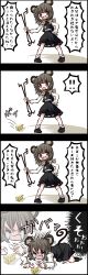 Rule 34 | !, !!, 4koma, animal ears, black border, border, bow, comic, highres, jetto komusou, long sleeves, nazrin, open mouth, short hair, speech bubble, touhou, translation request