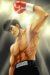 Rule 34 | 1boy, abs, boxing gloves, elek yoshikawa, hajime no ippo, male focus, muscular, shorts, solo, takamura mamoru