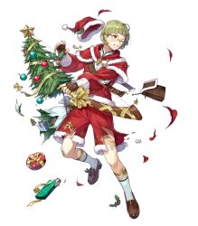Rule 34 | bow (weapon), brown eyes, christmas, christmas present, christmas tree, fire emblem, fire emblem: three houses, fire emblem heroes, gift, green hair, highres, ignatz victor, nintendo, red shirt, red shorts, shirt, shorts, weapon