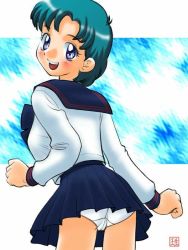 Rule 34 | 1990s (style), bishoujo senshi sailor moon, blue eyes, blue hair, ikurumi kaoru, mizuno ami, panties, school uniform, serafuku, underwear