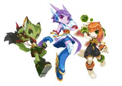 Rule 34 | 3girls, animal ears, barefoot, bodysuit, boots, bracelet, carol tea, cat ears, cat tail, crop top, cube, detached sleeves, dog ears, dog tail, dragon horns, eyelashes, fingerless gloves, freedom planet, freedom planet 2, furry, galaxytrail, gloves, green eyes, headgear, horns, japanese clothes, jewelry, jumpsuit, kimono, long ears, long hair, looking at viewer, midriff, milla basset, multiple girls, navel, official art, one eye closed, open mouth, orange hair, pink hair, purple hair, sash lilac, scarf, short hair, shorts, slit pupils, smile, tail, twintails, tyson tan, unitard, very long hair, white background, wide hips