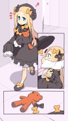 Rule 34 | 1girl, ^^^, abigail williams (fate), bad id, bad pixiv id, black bow, black dress, black hat, blonde hair, blue eyes, bow, comic, covering another&#039;s mouth, dress, fate/grand order, fate (series), gagged, hair bow, hand gagged, hand over another&#039;s mouth, hand over another's mouth, hands in opposite sleeves, hat, highres, kidnapping, litamisu, long hair, long sleeves, looking at viewer, orange bow, silent comic, solo focus, stuffed animal, stuffed toy, tears, teddy bear, very long hair, walking