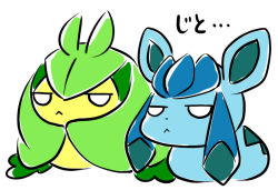 creatures_(company) game_freak gen_4_pokemon gen_5_pokemon glaceon good_frog nintendo no_humans pokemon pokemon_(creature) simple_background swadloon