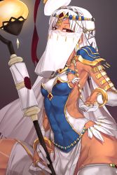 Rule 34 | 1girl, abs, altera (fate), armor, breasts, caster of the nocturnal castle, cosplay, covered erect nipples, covered navel, dark-skinned female, dark skin, earrings, fate/grand order, fate (series), feathers, holding, holding sword, holding weapon, i-pan, jewelry, lantern, long hair, looking at viewer, mask, mouth veil, open hand, pauldrons, red eyes, scheherazade (fate), short hair, shoulder armor, solo, sword, tattoo, thighhighs, veil, very long hair, weapon, white hair, white thighhighs