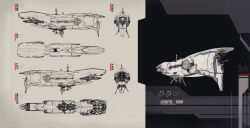 Rule 34 | 3d, amarr empire (eve online), battlecruiser (eve online), commentary, concept art, dok0001, english text, eve online, from above, from behind, from below, from side, highres, military, military vehicle, multiple views, no humans, original, science fiction, spacecraft, thrusters, vehicle focus