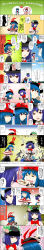 Rule 34 | absurdres, comic, cosplay, costume switch, female focus, highres, hinanawi tenshi, hinanawi tenshi (cosplay), long image, nagae iku, nagae iku (cosplay), partially translated, popped button, tall image, tears, touhou, translation request, yokochou