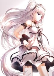 Rule 34 | 1girl, alice drive, dress, kfr, long hair, original, purple eyes, silver hair, smile, solo, twintails, two side up, very long hair