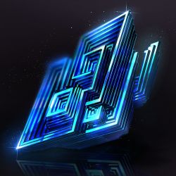 Rule 34 | bismuth, black background, blue theme, blurry, cluseller, crystal, glint, light particles, no humans, original, reflection, simple background, still life