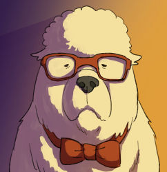 Rule 34 | bond (spy x family), bow, bowtie, dog, endou tatsuya, franky franklin, glasses, great pyrenees, highres, no humans, red-framed eyewear, red bow, red bowtie, spy x family, traditional bowtie