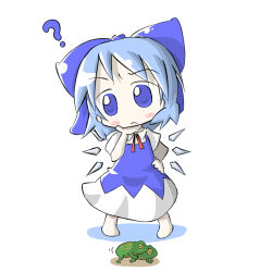 Rule 34 | ?, aoblue, barefoot, blue eyes, blue hair, chibi, child, cirno, confused, embodiment of scarlet devil, frog, furry, mating (animal), question mark, reptile, sex, short hair, solo, touhou, wings