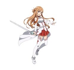 Rule 34 | 1girl, :d, armor, asuna (sao), boots, breastplate, brown eyes, brown hair, detached sleeves, floating hair, full body, holding, holding sword, holding weapon, long hair, looking at viewer, miniskirt, open mouth, pleated skirt, red skirt, simple background, skirt, smile, solo, sword, sword art online, thigh boots, thighhighs, very long hair, weapon, white background, white footwear, zettai ryouiki