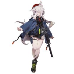 Rule 34 | 1girl, 9a-91, 9a-91 (girls&#039; frontline), 9a-91 (travelling with a loyal friend) (girls&#039; frontline), :o, animal ear request, animal ears, animal hands, animal nose, assault rifle, bare shoulders, bere, black footwear, black jacket, black shirt, blouse, blue eyes, bow, bowtie, fangdan runiu, full body, furrification, furry, furry female, game cg, girls&#039; frontline, gun, hair ornament, hair over one eye, hat, highres, jacket, long hair, looking at viewer, official alternate costume, open clothes, open jacket, pouch, red bow, red hat, rifle, shirt, shoes, simple background, sleeveless, sleeveless shirt, solo, standing, tachi-e, tail, thigh pouch, thigh strap, transparent background, weapon