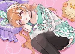 Rule 34 | 1girl, artist name, artist request, bed, black thighhighs, blonde hair, blush, breasts, brown hair, choker, dress, embarrassed, female focus, fluffy good night time (love live!), green dress, hair between eyes, head on pillow, konoe kanata, long hair, looking at viewer, love live!, love live! nijigasaki high school idol club, multicolored clothes, multicolored dress, on bed, parted lips, pink eyes, plaid, plaid dress, pleated dress, purple eyes, short dress, smile, solo, thighhighs, wavy hair, white dress