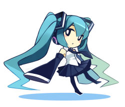 Rule 34 | 1girl, aqua hair, bad id, bad pixiv id, chibi, detached sleeves, face, hatsune miku, long hair, minoa (lastswallow), necktie, sleeves past wrists, solo, twintails, very long hair, vocaloid