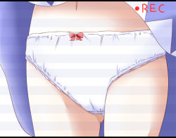 Rule 34 | 1girl, bow, bow panties, cirno, close-up, clothes lift, highres, letterboxed, makuran, navel, panties, recording, skirt, skirt lift, solo, touhou, underwear, upskirt, white panties