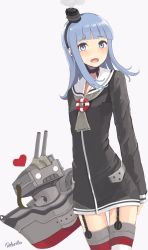 Rule 34 | 10s, 1girl, amatsukaze (kancolle), amatsukaze (kancolle) (cosplay), arms behind back, artist name, bad id, bad twitter id, blue eyes, blue hair, blush, cannon, commentary request, cosplay, cowboy shot, crying, crying with eyes open, dress, garter straps, hatsukaze (kancolle), heart, highres, kantai collection, lifebuoy, long hair, long sleeves, open mouth, rensouhou-kun, retorillo, sailor dress, striped clothes, striped thighhighs, swim ring, tears, thighhighs, turret, white background, zettai ryouiki