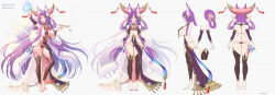 Rule 34 | 1girl, absurdly long hair, animal ears, arm up, asymmetrical dress, ayane (sexy mystic survivors), barefoot, blue fire, breast curtains, breasts, brown thighhighs, cleavage, covered erect nipples, detached sleeves, dress, fire, flower, fox ears, full body, gold trim, hair flower, hair ornament, highres, holding, holding smoking pipe, huge breasts, kitsune, large tail, leg tattoo, long hair, looking at viewer, magic, mixed-language commentary, multiple tails, pafekui, purple dress, purple eyes, purple hair, revealing clothes, sexy mystic survivors, simple background, sketch, slit pupils, smoking pipe, solo, standing, tail, tattoo, thighhighs, very long hair, white background, white dress, white flower, white tail