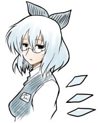 Rule 34 | bespectacled, black eyes, blue hair, cirno, glasses, koopo, name tag, office lady, aged up, short hair, solo, touhou, wings
