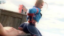 Rule 34 | 1boy, 1girl, animated, ass, assertive female, biker clothes, biker jacket, blonde hair, blue leggings, box, buttjob, buttjob over clothes, cammy white, capcom, clothed female nude male, crop top, cropped jacket, daruma hedonist, erection, femdom, gauntlets, gloves, hands on own ass, hetero, kassioppiava, leggings, long hair, music, nude, penis, red gloves, sitting, sitting on person, sky, sound, stereo, street fighter, tagme, thick thighs, thighs, union jack, video, watermark