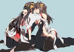 Rule 34 | 10s, 1boy, 2girls, admiral (kancolle), ahoge, bare shoulders, bisexual female, black hair, brown hair, clothed sex, cunnilingus, detached sleeves, double bun, ffm threesome, girl on top, group sex, hair bun, hair ornament, hairband, haruna (kancolle), headgear, japanese clothes, kantai collection, kiss, kongou (kancolle), long hair, multiple girls, nipple stimulation, nipple tweak, nipples, nontraditional miko, open mouth, oral, panties, panties around leg, partially undressed, personification, reverse spitroast, sex, sitting, sitting on face, sitting on person, sue (mm-7th), thighhighs, threesome, underwear, vaginal