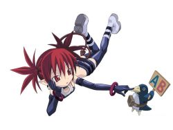 Rule 34 | 00s, bat wings, demon, demon girl, disgaea, elbow gloves, etna (disgaea), gloves, jpeg artifacts, makai senki disgaea, makai senki disgaea 2, nippon ichi, pointy ears, prinny, red eyes, red hair, short twintails, skirt, tail, twintails, wings