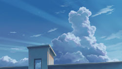 Rule 34 | absurdres, blue sky, building, cloud, cumulonimbus cloud, day, didikaka, highres, no humans, original, outdoors, scenery, shadow, sky