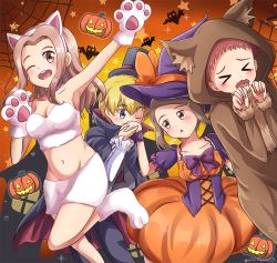 Rule 34 | blush, digimon, halloween, halloween costume, hat, izumi koshiro, kiss on hand, one eye closed, pumpkin, tachikawa mimi, takaishi takeru, wink, yagami hikari