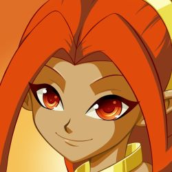 Rule 34 | dark skin, din, jewelry, nintendo, pointy ears, ponytail, red eyes, red hair, smile, the legend of zelda, the legend of zelda: oracle of seasons