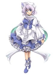 Rule 34 | 1girl, blue eyes, breasts, female focus, full body, hat, highres, letty whiterock, purple hair, shoes, short hair, solo, standing, touhou, transparent background, windart