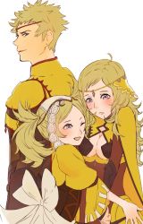 Rule 34 | 1boy, 2girls, artist request, blonde hair, blue eyes, breasts, cleavage, father and daughter, fire emblem, fire emblem awakening, fire emblem fates, grandmother and granddaughter, highres, lissa (fire emblem), long hair, mother and son, multiple girls, nintendo, odin (fire emblem), open mouth, ophelia (fire emblem), owain (fire emblem), short hair, smile
