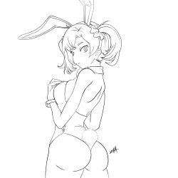 Rule 34 | absurdres, ass, digimon, hair ornament, hairpin, highres, leotard, long hair, looking at viewer, playboy bunny, shiramine nokia, twintails