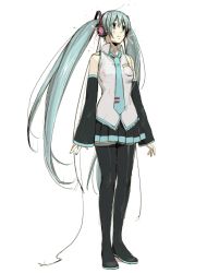 Rule 34 | aqua eyes, aqua hair, bad id, bad pixiv id, hatsune miku, headphones, kawai makoto, long hair, necktie, simple background, solo, tears, twintails, vocaloid