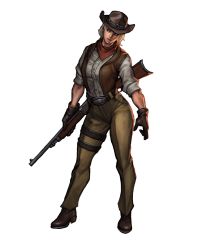 Rule 34 | 1girl, albino, bandana, bandana around neck, belt buckle, blonde hair, boots, buckle, cowboy hat, cowboy repeater, fallout (series), fallout new vegas, full body, ghost (new vegas), gloves, hat, highres, lever-action rifle, looking to the side, ncr, ncr ranger, open mouth, penett, red eyes, solo, standing, transparent background, vest
