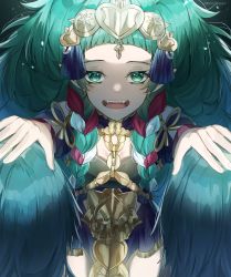 Rule 34 | 1boy, 2girls, absurdres, blue hair, braid, breasts, byleth (female) (fire emblem), byleth (fire emblem), byleth (male) (fire emblem), cleavage, dress, fangs, fire emblem, fire emblem: three houses, from behind, green eyes, green hair, hair ribbon, hand on another&#039;s head, highres, huge filesize, kanniiepan, long hair, looking at viewer, multicolored hair, multiple girls, nintendo, open mouth, ribbon, short hair, small breasts, sothis (fire emblem), tiara