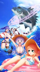 Rule 34 | 2others, 4girls, :3, absurdres, akiyama rinko, alternate costume, aqua eyes, artist request, ass, ball, bare shoulders, beach, bikini, blue sky, breasts, character request, curvy, day, fangs, fingerless gloves, fingernails, fish, fishing, fishing rod, gloves, green eyes, grey hair, happy, hat, high ponytail, highleg, highleg bikini, highres, holding, holding ball, huge breasts, kannagi kaede, katana, kuro (taimanin series), large breasts, lilith-soft, long hair, looking at another, looking up, magic circle, micro bikini, miriam (taimanin asagi), multiple girls, multiple others, ocean, official alternate costume, official art, one-piece swimsuit, phone wallpaper, pointy ears, sharp teeth, shiny skin, shiro (taimanin series), sky, small breasts, smile, standing, straw hat, summer, sunglasses, swimsuit, sword, taimanin (series), taimanin rpgx, taimanin yukikaze, teeth, thong, thong bikini, upper body, very long hair, wallpaper, water, weapon, wet