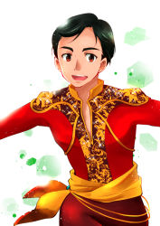 Rule 34 | 10s, 1boy, :d, alternate eye color, black hair, brown eyes, hair slicked back, hotbuggy, male focus, open mouth, phichit chulanont, sash, smile, sparkle, yuri!!! on ice