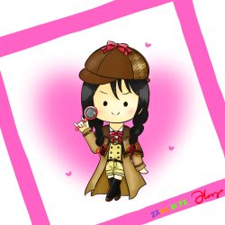 Rule 34 | 1girl, alice37125, alternate hairstyle, artist name, artist request, belt, black hair, black legwear, blush, bow, bowtie, braid, breasts, brown belt, brown capelet, brown coat, brown footwear, brown hat, brown pants, brown shirt, buttons, capelet, chibi, coat, collared shirt, crossed arms, crossed legs, detective, detective hat, female focus, full body, hair between eyes, hair bow, hair ribbon, hat, hat bow, heart, highres, holding, holding magnifying glass, light brown pants, light brown shirt, long hair, long sleeves, looking at viewer, love live!, love live! school idol festival, love live! school idol project, magnifying glass, pants, parted lips, red bow, red eyes, red ribbon, ribbon, shirt, shoes, short twintails, smile, solo, standing, twin braids, twintails, yazawa nico