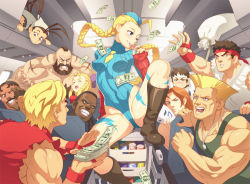 Rule 34 | 1990s (style), 4girls, 6+boys, :d, ;), ^ ^, ahoge, aircraft, airplane, antenna hair, arm behind back, bandana, bare legs, beard, black hair, blonde hair, blue eyes, blue leotard, blush, boots, bow, braid, breasts, brown eyes, brown footwear, brown hair, cammy white, can, capcom, cart, ceiling, closed eyes, condom, condom in mouth, condom wrapper, covered erect nipples, dark-skinned male, dark skin, dee jay, dog tags, dougi, drink, drink can, dudley, erotibot, everyone, facial hair, fingerless gloves, flattop, floating hair, furrowed brow, garrison cap, gloves, grin, guile, hair bow, hand on another&#039;s face, hat, headband, highleg, highleg leotard, holding, ibuki (street fighter), jewelry, kanzuki karin, kasugano sakura, ken masters, knee boots, knee up, leotard, lightning bolt symbol, long hair, looking at another, m. bison, mask, mohawk, money, mouth hold, multiple boys, multiple girls, muscular, mustache, naughty face, necklace, necktie, no socks, nose blush, one eye closed, open mouth, orange hair, outstretched arm, outstretched hand, partially visible vulva, prostitution, pushing, retro artstyle, ringlets, ryu (street fighter), sack, scar, short hair, sitting, sleeveless, small breasts, smile, soda, soda can, solo focus, spread legs, street fighter, street fighter iii (series), street fighter zero (series), tank top, tattoo, teeth, topless male, torn clothes, turtleneck, twin braids, unworn mask, vambraces, vanishing point, vega (street fighter), very long hair, wince, zangief