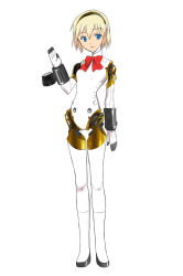 Rule 34 | 1girl, aegis (persona), android, atlus, blonde hair, blue eyes, boots, bow, joints, kusaka souji, persona, persona 3, robot, robot joints, solo, thighhighs
