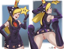Rule 34 | 1girl, anus, ass, boots, bracelet, breasts, brooch, cleft of venus, cross cutout, crown, crying, dress, elbow gloves, fangs, gloves, highres, hooded dress, jewelry, leather dress, mario (series), mario power tennis, mario tennis, mini crown, nintendo, no panties, pussy, red brooch, sleeveless, sleeveless dress, small breasts, spiked bracelet, spikes, super star (mario), tears, warupeach, x e11e