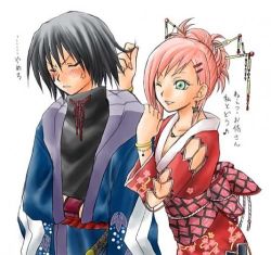 Rule 34 | artist request, blush, couple, japanese clothes, kimono, lowres, naruto, naruto (series), uchiha sasuke