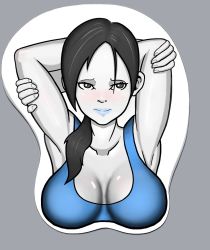 Rule 34 | blush, breast mousepad, breasts, cleavage, large breasts, mousepad, mousepad (medium), nintendo, pale skin, ponytail, wii fit, wii fit trainer, wii fit trainer (female)