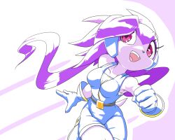 Rule 34 | 1girl, belt, blue footwear, blue gloves, bodysuit, boots, breasts, dragon girl, eyelashes, freedom planet, furry, furry female, galaxytrail, gloves, headgear, horns, itomaki tank, medium breasts, open mouth, pink eyes, purple hair, sash lilac, smile, twintails, wide hips