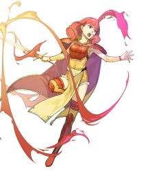 Rule 34 | 1girl, armor, armpits, bandaged arm, bandages, breastplate, cape, celica (fire emblem), fire emblem, fire emblem gaiden, fire emblem heroes, full body, hidari (left side), highres, holding, holding sword, holding weapon, long hair, nintendo, non-web source, official art, pelvic curtain, red eyes, red hair, solo, sword, thighhighs, transparent background, weapon