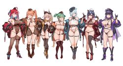 Rule 34 | bare shoulders, bikini, blush, breasts, cleavage, everyone, highres, looking at viewer, mole, mole under eye, starcat, strap, swimsuit, thigh strap, thighs