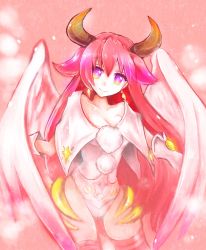 Rule 34 | 1girl, akura (arc the lad), arc the lad, arc the lad ii, breasts, cleavage, closed mouth, earrings, highres, horns, jewelry, leotard, long hair, looking at viewer, red eyes, red hair, smile, solo, wings