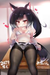 Rule 34 | 1girl, :3, absurdres, akiba monaka, animal ear fluff, animal ears, azur lane, backlighting, black hair, black pantyhose, blush, bra, breasts, breasts apart, breath, bright pupils, clothes lift, commentary request, crotch seam, fine fabric emphasis, furrowed brow, half-closed eyes, heart, highres, indoors, lace, lace-trimmed bra, lace-trimmed panties, lace trim, licking lips, lifting own clothes, long hair, microskirt, midriff, nail art, nail polish, navel, panties, panties under pantyhose, pantyhose, pleated skirt, red eyes, red nails, shigure (azur lane), skindentation, skirt, skirt lift, solo, stomach, tail, thigh gap, thighband pantyhose, thighs, tongue, tongue out, translation request, underwear, white bra, white panties, white skirt, window, wolf ears, wolf girl, wolf tail